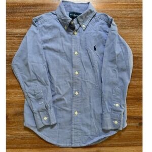 Ralph Lauren Button Down Shirt Gingham‎ Check Long Sleeve Kids Size 5